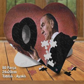 Asil Hobi Kalpli Şapka Çıkartan Mustafa Kemal Atatürk Puzzle Fotoğraf Baskılı 80 Parça Puzzle