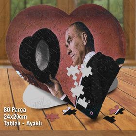 Asil Hobi Kalpli Şapka Çıkartan Mustafa Kemal Atatürk Puzzle Fotoğraf Baskılı 80 Parça Puzzle
