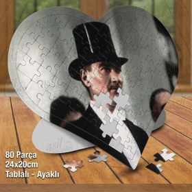 Asil Hobi Kalpli Şık Modern Gazi Mustafa Kemal Atatürk Puzzle Fotoğraf Baskılı 80 Parça Puzzle