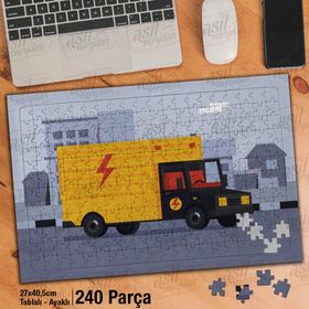 Asil Hobi Kamyonet-Taşımacılık-Araç Yapboz-Ayak Destekli Çerçeveli 240 Parça Puzzle