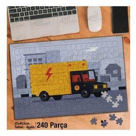 Asil Hobi Kamyonet-Taşımacılık-Araç Yapboz-Ayak Destekli Çerçeveli 240 Parça Puzzle