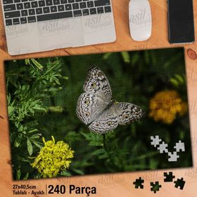 Asil Hobi Kanatları Desenli Kelebek-Doğa-Bitki Yapboz-Ayak Destekli Çerçeveli 240 Parça Puzzle