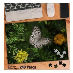 Asil Hobi Kanatları Desenli Kelebek-Doğa-Bitki Yapboz-Ayak Destekli Çerçeveli 240 Parça Puzzle
