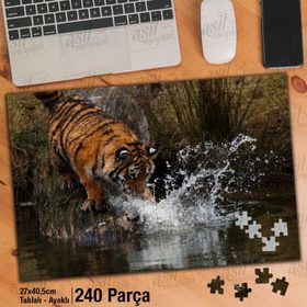 Asil Hobi Kaplan Avı-Doğa-Amazon-Vahşi Yaşam Yapboz-Ayak Destekli Çerçeveli 240 Parça Puzzle