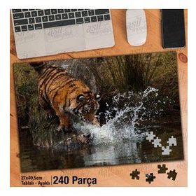 Asil Hobi Kaplan Avı-Doğa-Amazon-Vahşi Yaşam Yapboz-Ayak Destekli Çerçeveli 240 Parça Puzzle