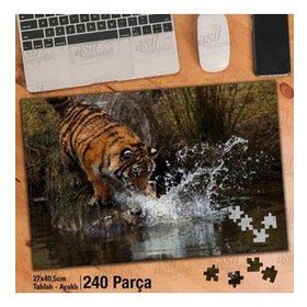 Asil Hobi Kaplan Avı-Doğa-Amazon-Vahşi Yaşam Yapboz-Ayak Destekli Çerçeveli 240 Parça Puzzle
