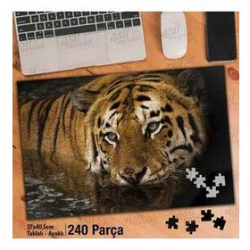 Asil Hobi Kaplan-Gözler-Göl-Yabani-Vahşi Yapboz-Ayak Destekli Çerçeveli 240 Parça Puzzle