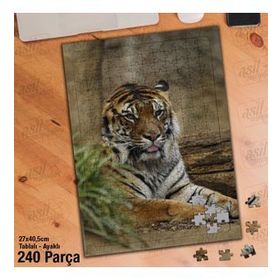 Asil Hobi Kaplan-Orman-Vahşi Yaşam-Doğa-Hayvan Yapboz-Ayak Destekli Çerçeveli 240 Parça Puzzle