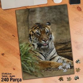 Asil Hobi Kaplan-Orman-Vahşi Yaşam-Doğa-Hayvan Yapboz-Ayak Destekli Çerçeveli 240 Parça Puzzle