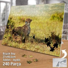 Asil Hobi Kaplan-Orman-Vahşi Yaşam-Doğa-Hayvan Yapboz-Ayak Destekli Çerçeveli 240 Parça Puzzle