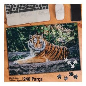 Asil Hobi Kaplan-Vahşi Doğa-Vahşi Hayvanlar Yapboz-Ayak Destekli Çerçeveli 240 Parça Puzzle