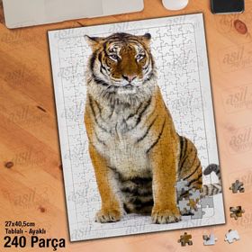 Asil Hobi Kaplan-Vahşi Hayvan-Amazon Yapboz-Ayak Destekli Çerçeveli 240 Parça Puzzle