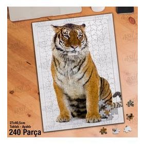 Asil Hobi Kaplan-Vahşi Hayvan-Amazon Yapboz-Ayak Destekli Çerçeveli 240 Parça Puzzle