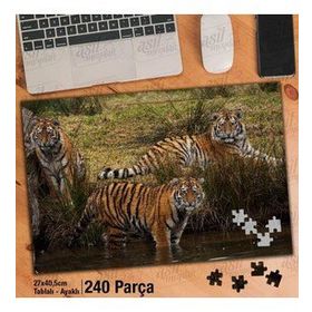 Asil Hobi Kaplan-Vahşi Yaşam-Doğa-Hayvan Yapboz-Ayak Destekli Çerçeveli 240 Parça Puzzle