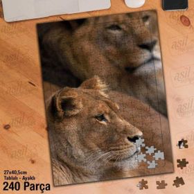 Asil Hobi Kaplan-Vahşi Yaşam-Doğa-Hayvan Yapboz-Ayak Destekli Çerçeveli 240 Parça Puzzle
