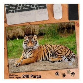 Asil Hobi Kaplan-Vahşi Yaşam-Hayvan-Amazon Yapboz-Ayak Destekli Çerçeveli 240 Parça Puzzle