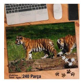 Asil Hobi Kaplan Yavruları-Doğa-Vahşi Hayvan Yapboz-Ayak Destekli Çerçeveli 240 Parça Puzzle