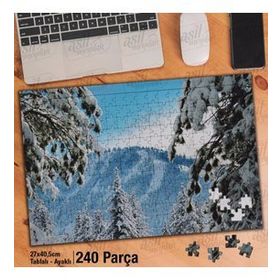 Asil Hobi Kar-Ağaçlar-Dağlar-Doğa-Manzara Yapboz-Ayak Destekli Çerçeveli 240 Parça Puzzle