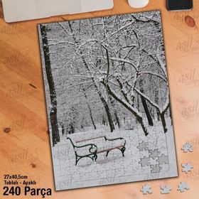 Asil Hobi Kar-Kış-Ağaçlar-Doğa-Manzara Yapboz-Ayak Destekli Çerçeveli 240 Parça Puzzle