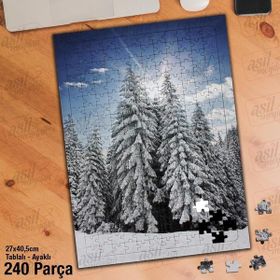 Asil Hobi Kar-Kış-Ağaçlar-Doğa-Manzara Yapboz-Ayak Destekli Çerçeveli 240 Parça Puzzle