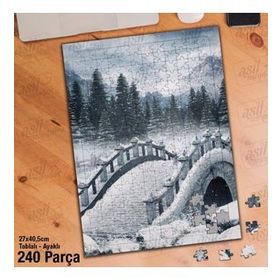 Asil Hobi Kar-Kış-Köprü-Ağaç-Manzara Yapboz-Ayak Destekli Çerçeveli 240 Parça Puzzle