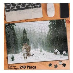 Asil Hobi Kar-Kış-Leopar-Vahşi Yaşam-Hayvan Yapboz-Ayak Destekli Çerçeveli 240 Parça Puzzle