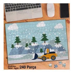 Asil Hobi Kar Küreme Aracı-Kış-Doğa Yapboz-Ayak Destekli Çerçeveli 240 Parça Puzzle