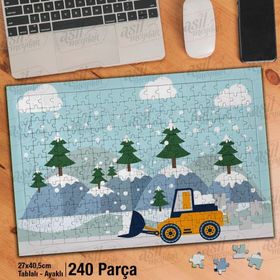 Asil Hobi Kar Küreme Aracı-Kış-Doğa Yapboz-Ayak Destekli Çerçeveli 240 Parça Puzzle
