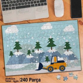 Asil Hobi Kar Küreme Aracı-Kış-Doğa Yapboz-Ayak Destekli Çerçeveli 240 Parça Puzzle