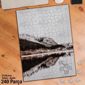 Asil Hobi Kar Manzarası-Deniz-Yansıma-Doğa Yapboz-Ayak Destekli Çerçeveli 240 Parça Puzzle