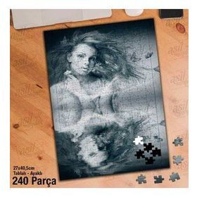 Asil Hobi Karakalem-Çizim-Yansıma-Kadın Porte Yapboz-Ayak Destekli Çerçeveli 240 Parça Puzzle