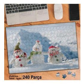 Asil Hobi Kardan Adamlar-Kar-Kış-Doğa Yapboz-Ayak Destekli Çerçeveli 240 Parça Puzzle