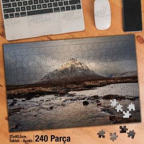 Asil Hobi Karlı Dağ-Buz-Kış-Doğa-Manzara Yapboz-Ayak Destekli Çerçeveli 240 Parça Puzzle