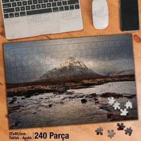 Asil Hobi Karlı Dağ-Buz-Kış-Doğa-Manzara Yapboz-Ayak Destekli Çerçeveli 240 Parça Puzzle
