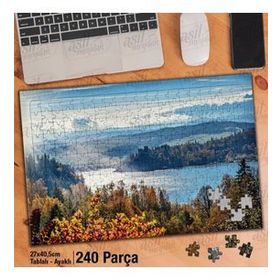 Asil Hobi Karlı Dağlar-Ağaçlar-Doğa-Manzara Yapboz-Ayak Destekli Çerçeveli 240 Parça Puzzle