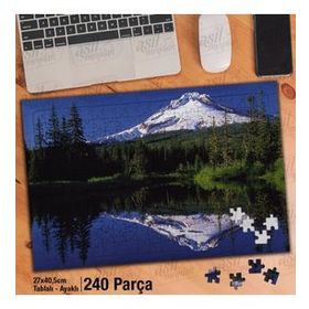 Asil Hobi Karlı Dağlar-Ağaçlar-Doğa-Manzara Yapboz-Ayak Destekli Çerçeveli 240 Parça Puzzle