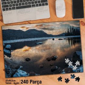 Asil Hobi Karlı Dağlar-Doğa-Manzara-Göl-Yapboz-Ayak Destekli 240 Parça Puzzle