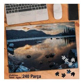Asil Hobi Karlı Dağlar-Doğa-Manzara-Göl-Yapboz-Ayak Destekli 240 Parça Puzzle