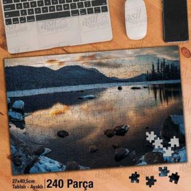 Asil Hobi Karlı Dağlar-Doğa-Manzara-Göl-Yapboz-Ayak Destekli 240 Parça Puzzle