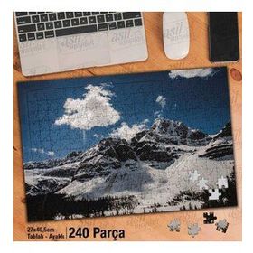 Asil Hobi Karlı Dağlar-Gökyüzü-Ağaçlar-Manzara Yapboz-Ayak Destekli Çerçeveli 240 Parça Puzzle
