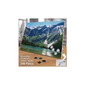 Asil Hobi Karlı Dağlar-Göl-Ağaçlar-Doğa-Manzara Yapboz-Ayak Destekli Çerçeveli 240 Parça Puzzle