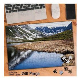 Asil Hobi Karlı Dağlar-Göl-Yansıma-Manzara Yapboz-Ayak Destekli Çerçeveli 240 Parça Puzzle