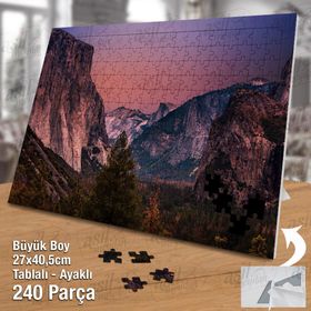 Asil Hobi Karlı Dağlar-Gün Batımı-Doğa-Manzara Yapboz-Ayak Destekli Çerçeveli 240 Parça Puzzle