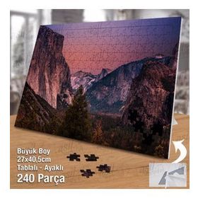 Asil Hobi Karlı Dağlar-Gün Batımı-Doğa-Manzara Yapboz-Ayak Destekli Çerçeveli 240 Parça Puzzle