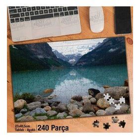 Asil Hobi Karlı Dağlar-Taşlar-Deniz-Doğa Yapboz-Ayak Destekli Çerçeveli 240 Parça Puzzle