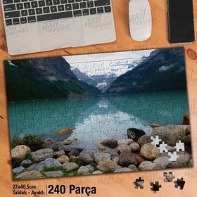 Asil Hobi Karlı Dağlar-Taşlar-Deniz-Doğa Yapboz-Ayak Destekli Çerçeveli 240 Parça Puzzle