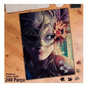 Asil Hobi Karnaval Maskeli Genç Kadının Portresi-Yapboz-Ayak Destekli 240 Parça Puzzle