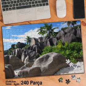 Asil Hobi Kayalıklar-Ağaçlar-Kum-Doğa-Manzara Yapboz-Ayak Destekli Çerçeveli 240 Parça Puzzle