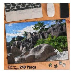 Asil Hobi Kayalıklar-Ağaçlar-Kum-Doğa-Manzara Yapboz-Ayak Destekli Çerçeveli 240 Parça Puzzle