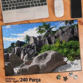 Asil Hobi Kayalıklar-Ağaçlar-Kum-Doğa-Manzara Yapboz-Ayak Destekli Çerçeveli 240 Parça Puzzle